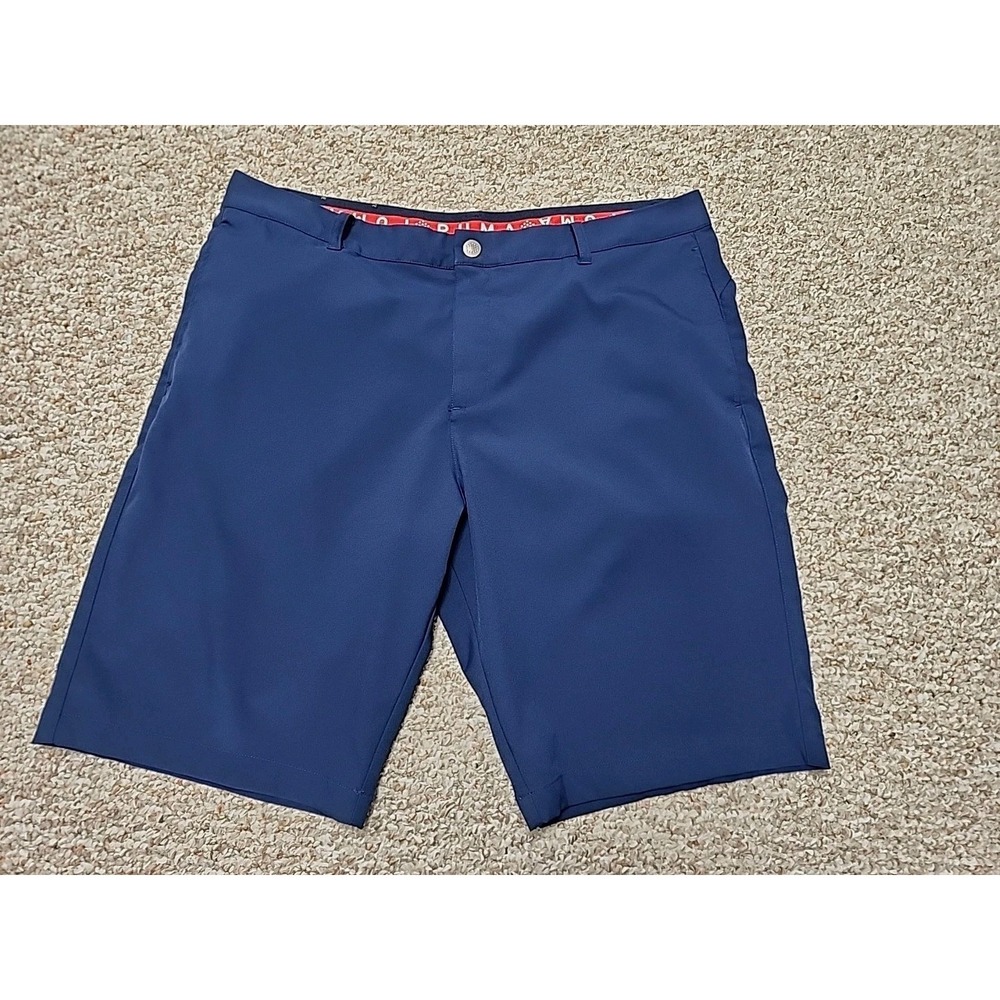 Puma Shorts Mens Size 38x11 Blue Golf Casual Flat Front Chino